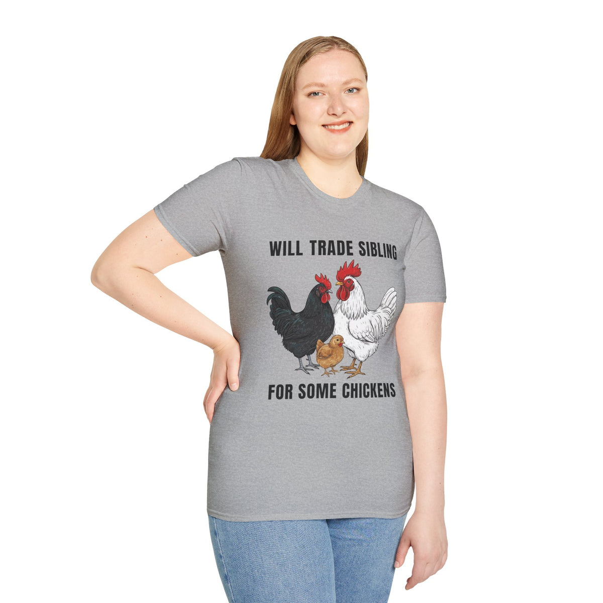 T-Shirt 'Will Trade Sibling For Some Chickens' Funny Shirt Chicken Lover Tee