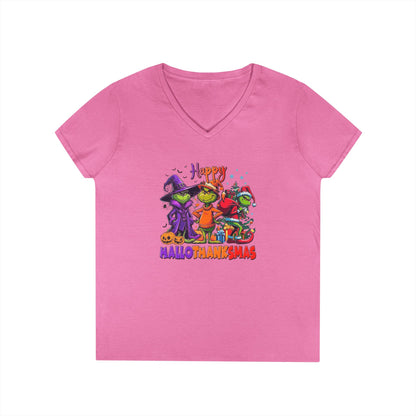 V-Neck Shirt: "Happy HalloThankMas"