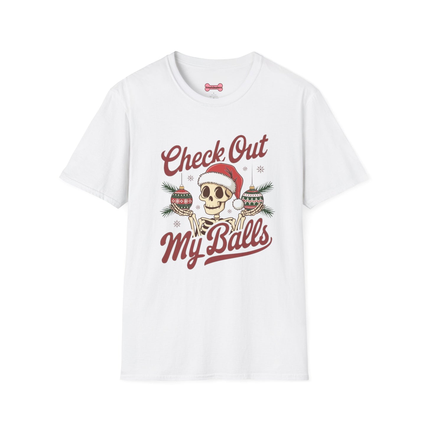 Christmas Unisex T-Shirt 'Check out my balls' Funny Holiday Shirt