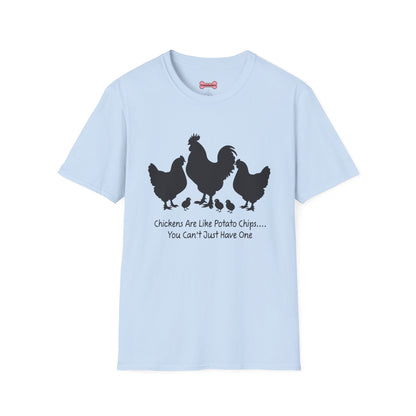 Unisex T-Shirt 'Chickens are like Potato Chips' Funny Shirt Chicken Lover Tee Black