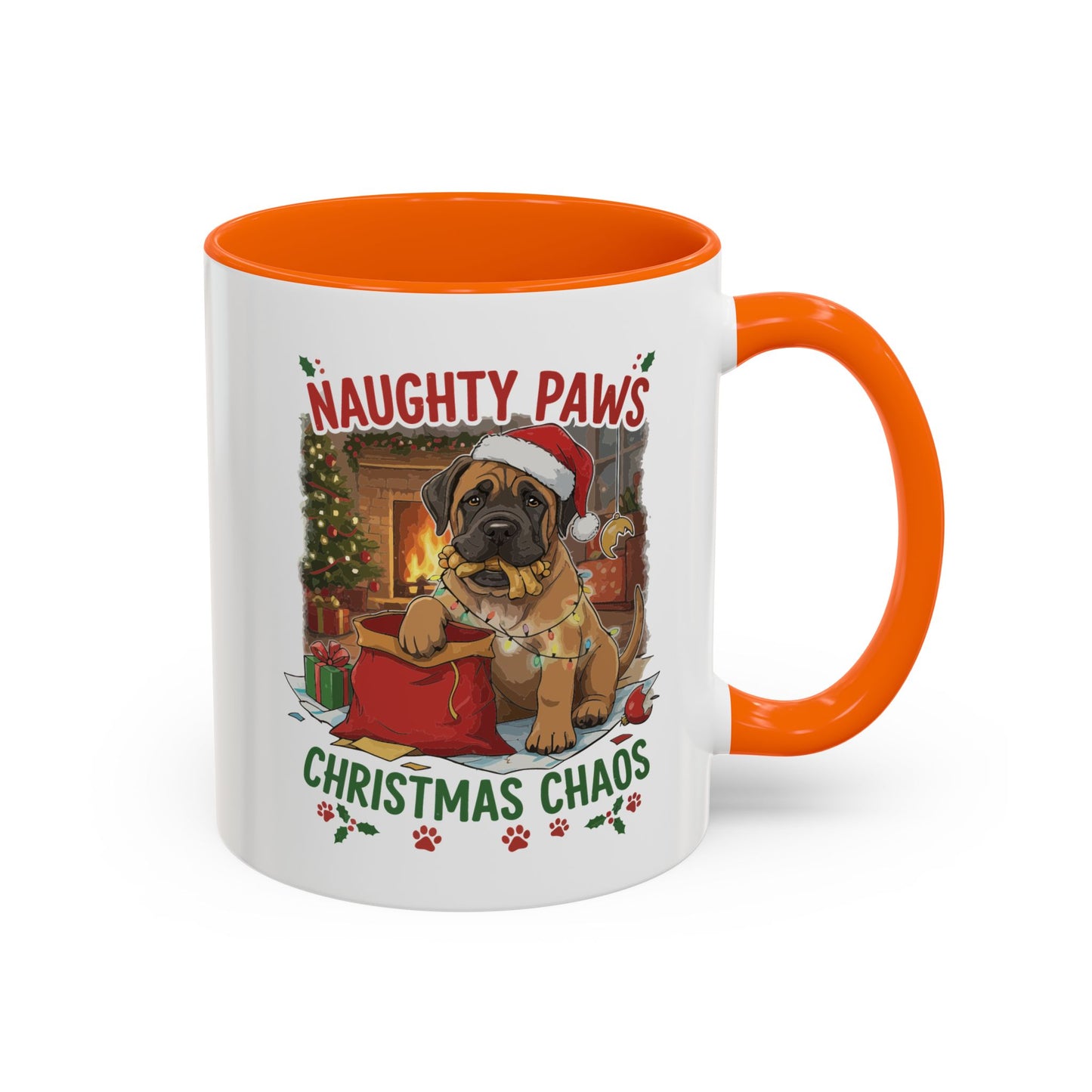 Coffee Mug "Naughty Pawn Christmas Chaos" Dog Lover Mastiff (11/15oz)