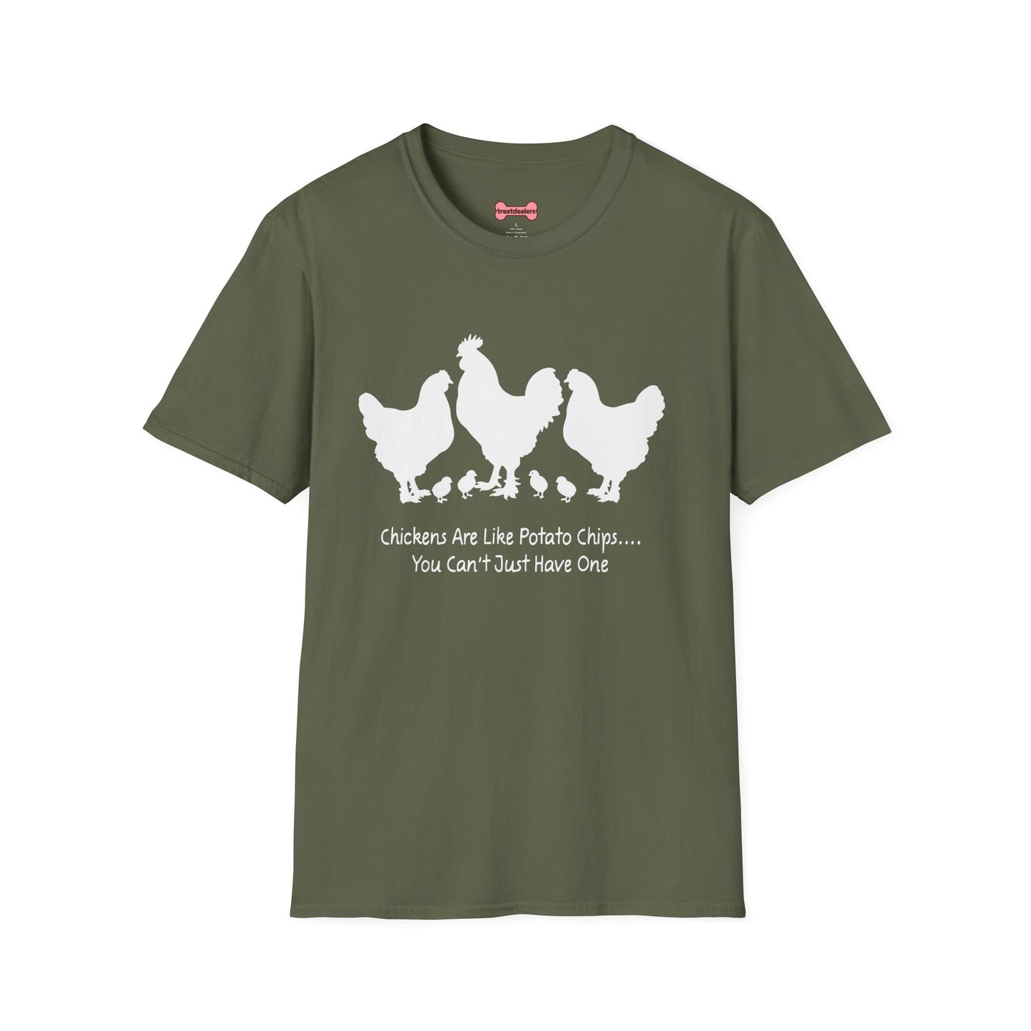 Unisex T-Shirt 'Chickens are like Potato Chips' Funny Shirt Chicken Lover Tee White