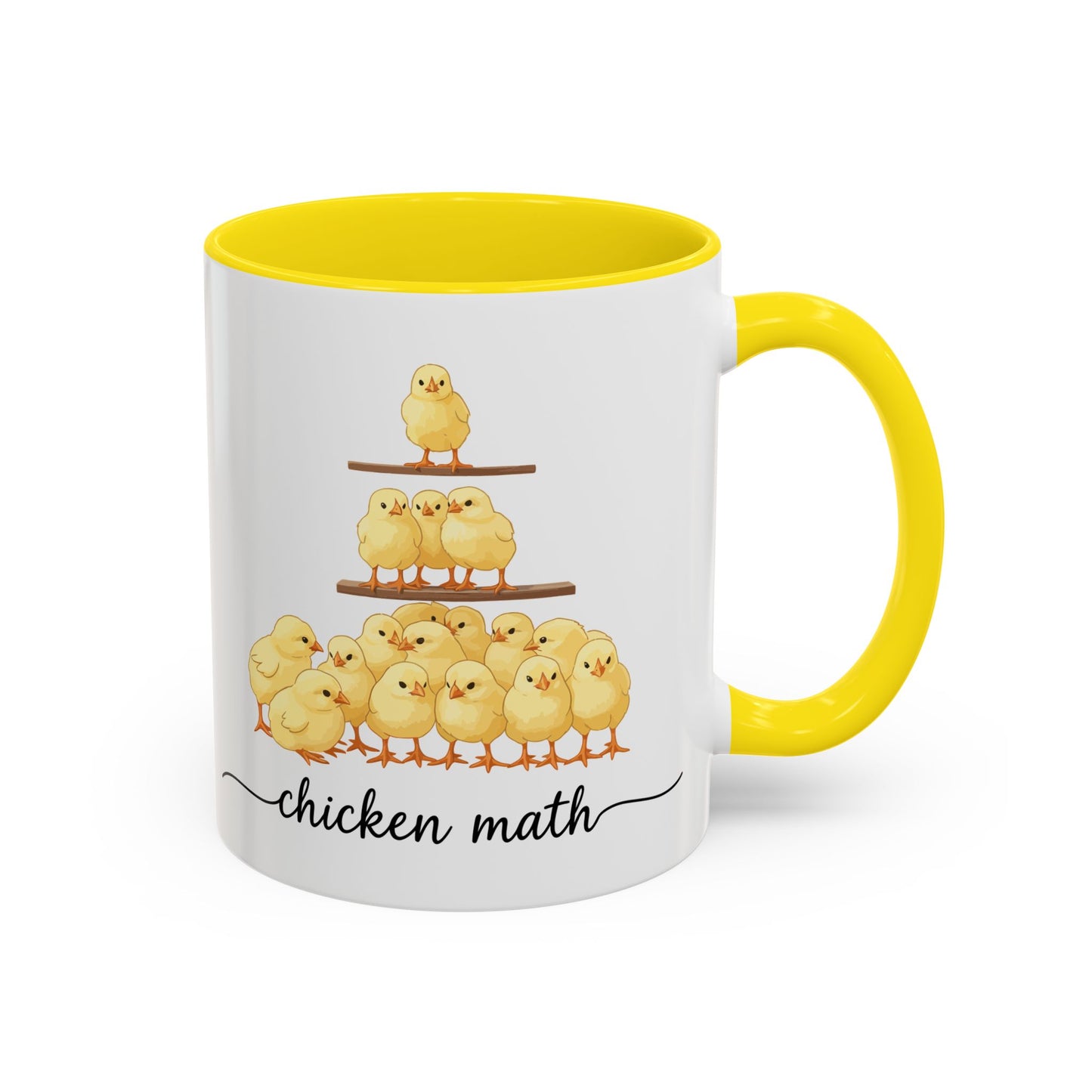 Funny Chicken Lover Coffee Mug — "Chicken Math" Accent Mug (11/15oz)