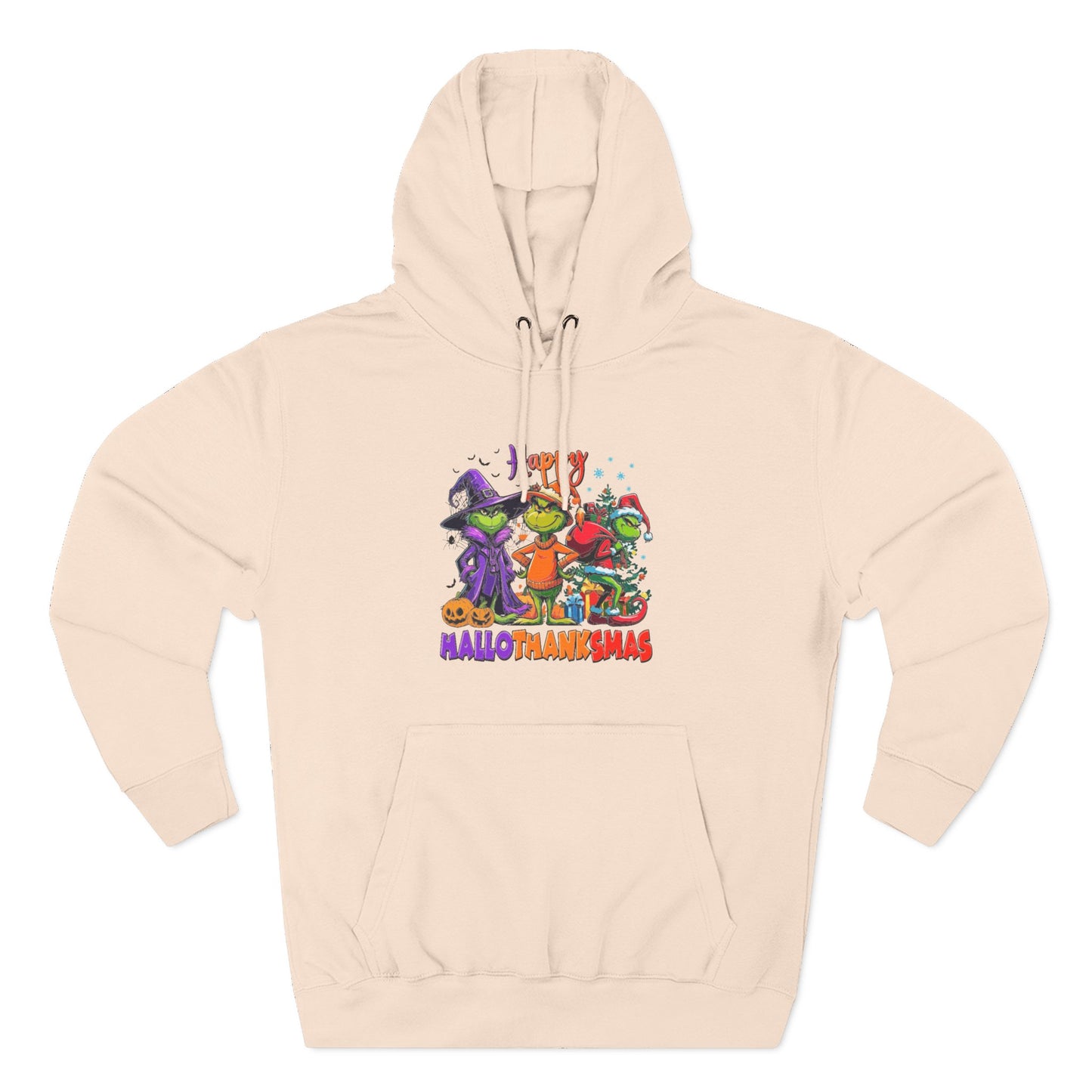 Fleece Hoodie: "Happy HalloThankMas"