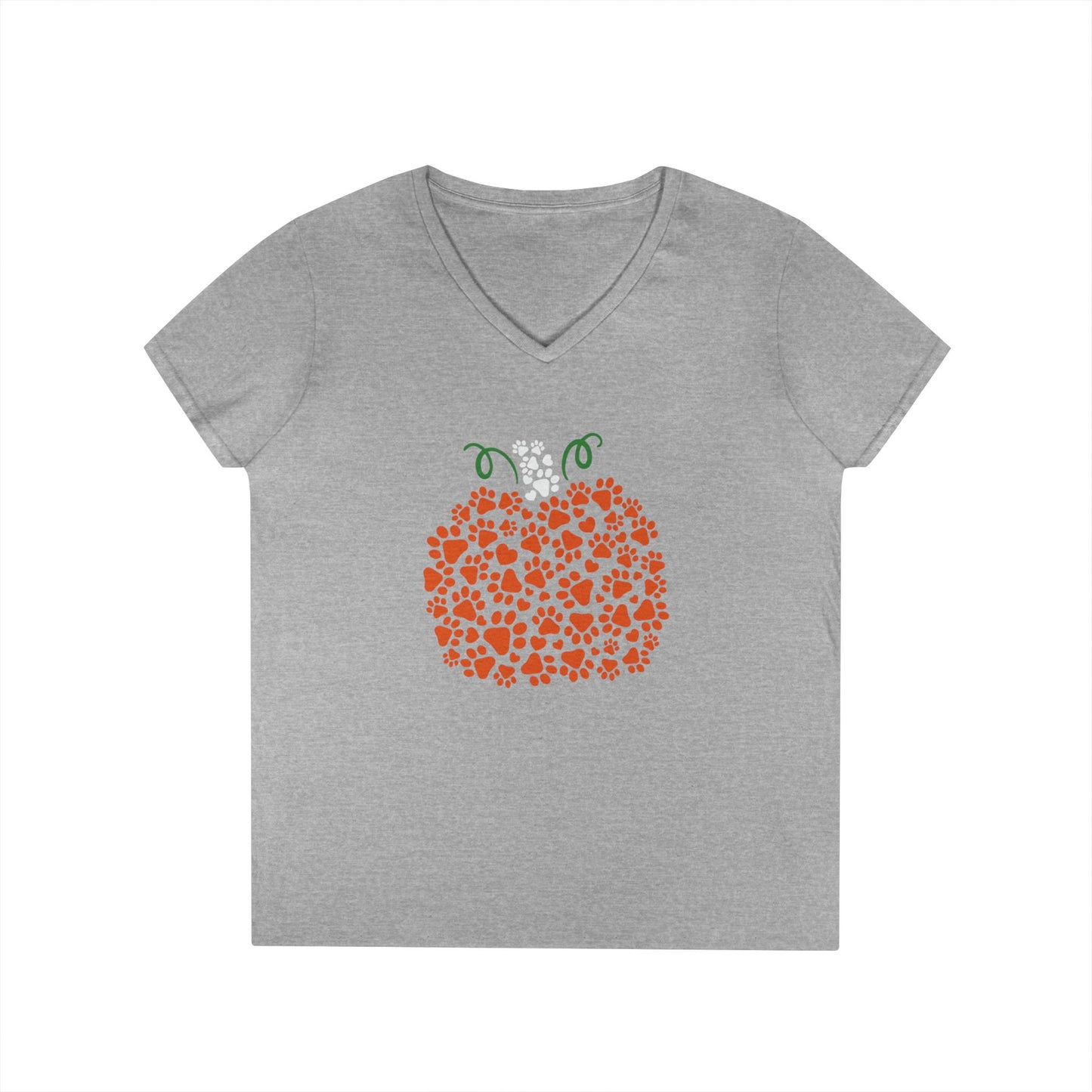 V-Neck T-Shirt 'Pumpkin paws' Fall