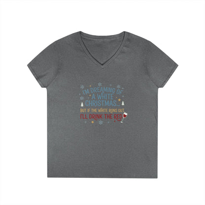Women's V-Neck T-Shirt 'Dreaming of a White Christmas' Holiday Tee