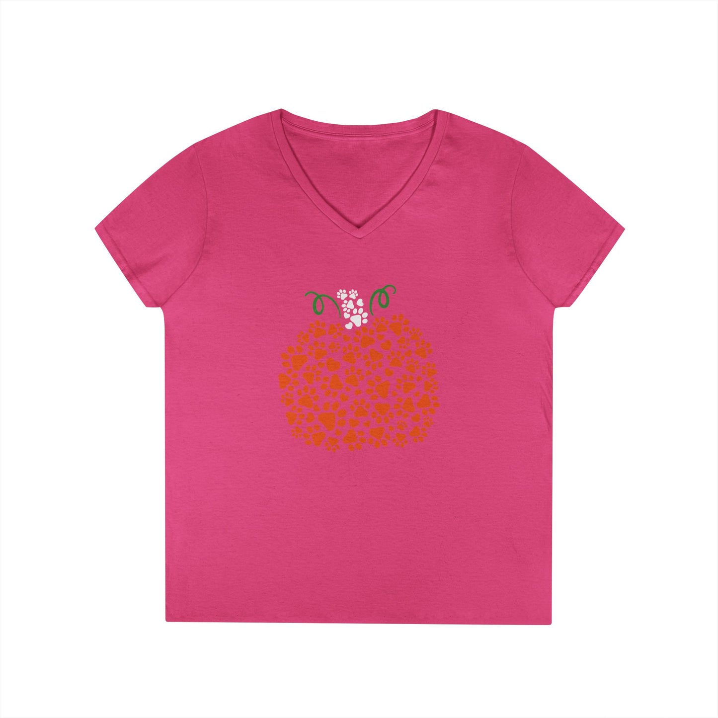V-Neck T-Shirt 'Pumpkin paws' Fall