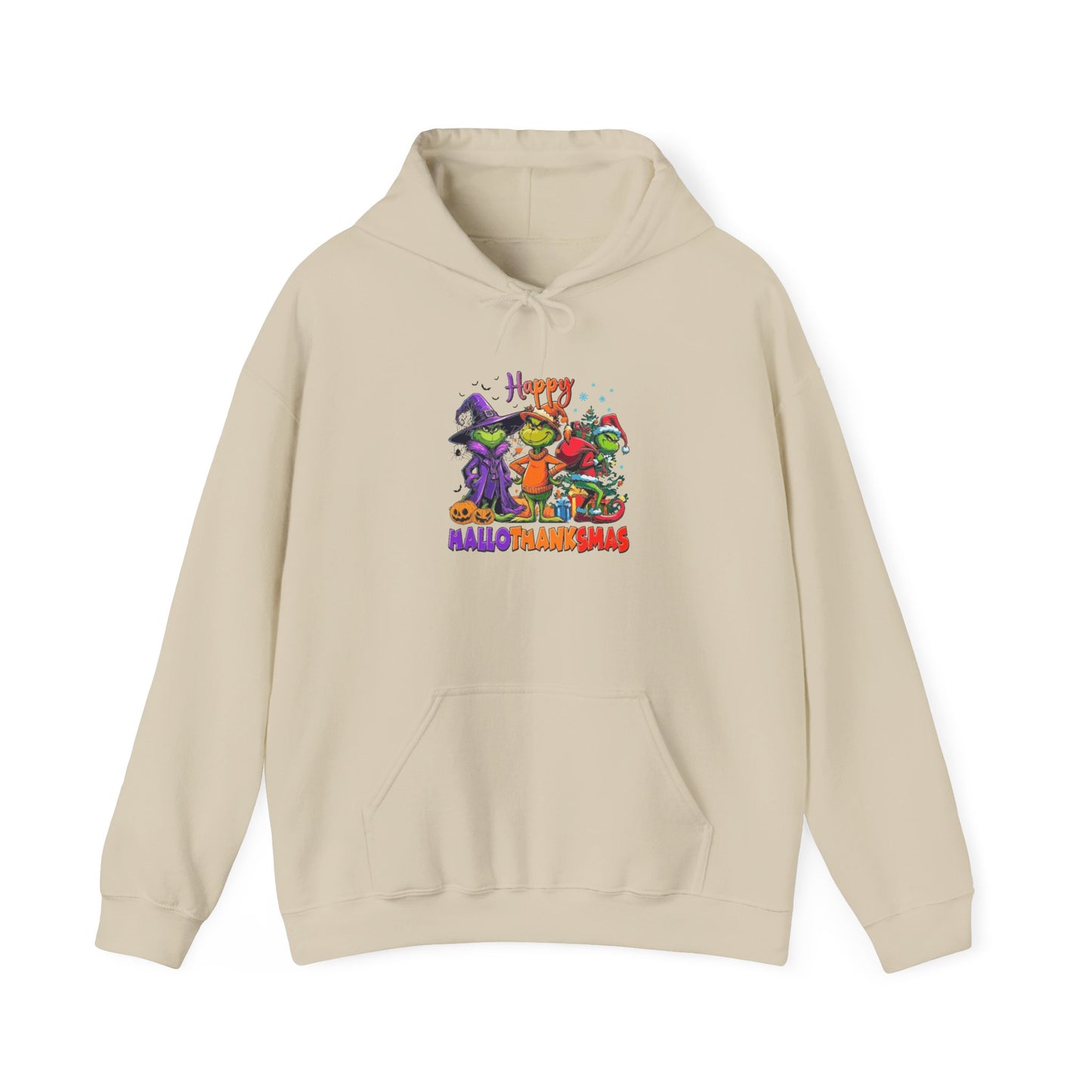 Fleece Hoodie: "Happy HalloThankMas"