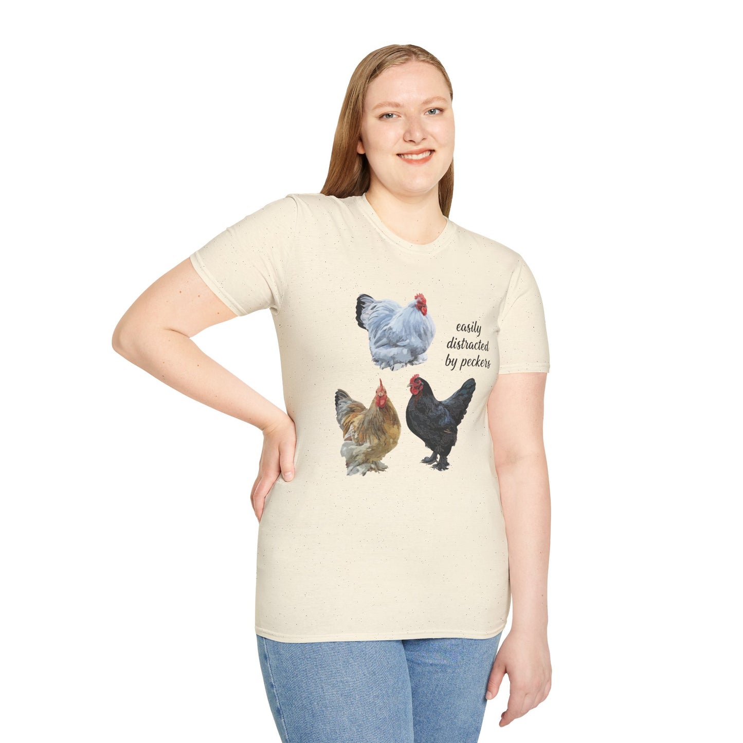T-Shirt 'Easily Distracted By Peckers' Funny Shirt Chicken Lover Tee