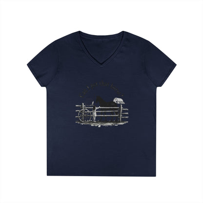 V-Neck T-Shirt Horse Lover 'Can I Pet That Horse?'
