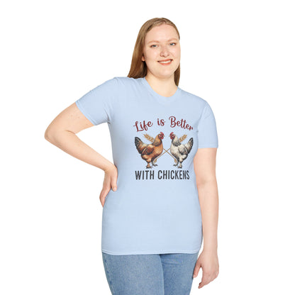 T-Shirt 'Life is better with Chickens' Funny Shirt chickens Lover Tee
