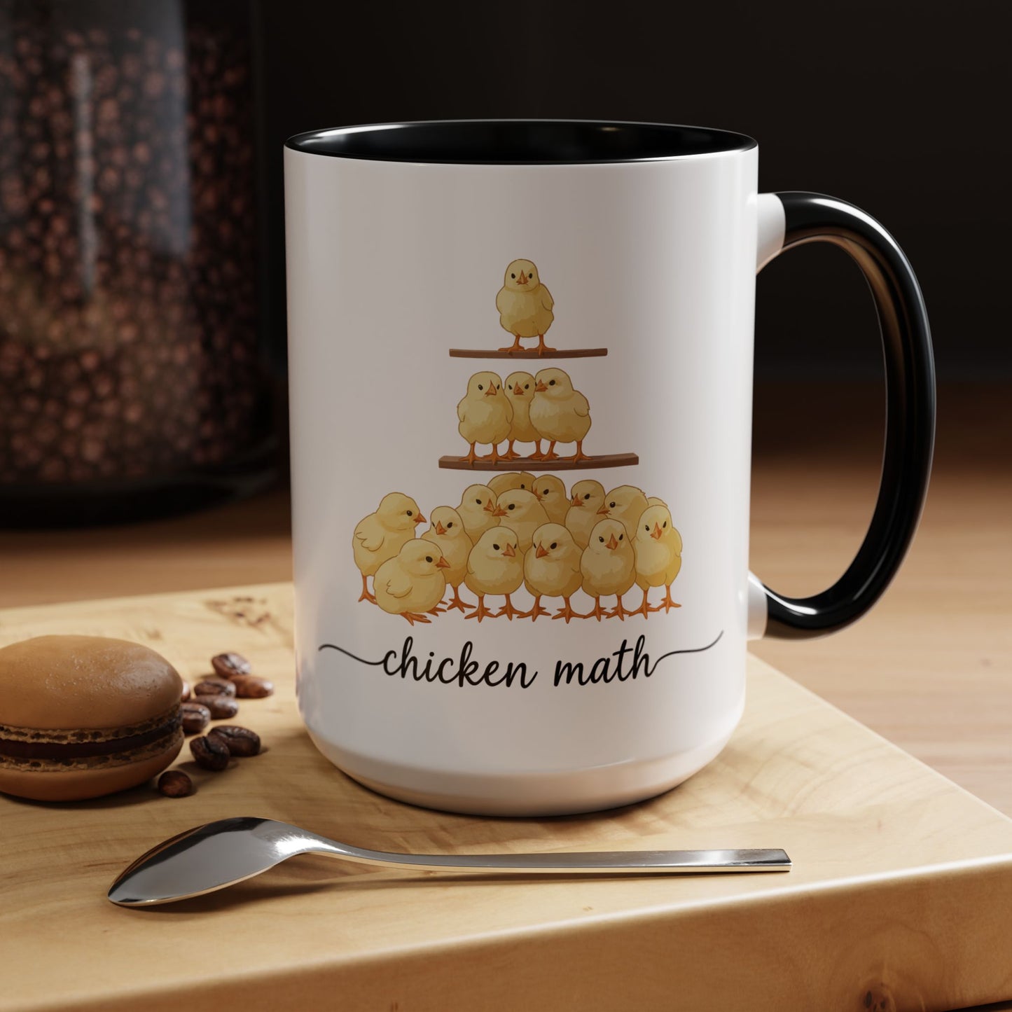 Funny Chicken Lover Coffee Mug — "Chicken Math" Accent Mug (11/15oz)