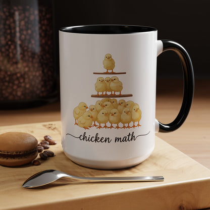 Funny Chicken Lover Coffee Mug — "Chicken Math" Accent Mug (11/15oz)