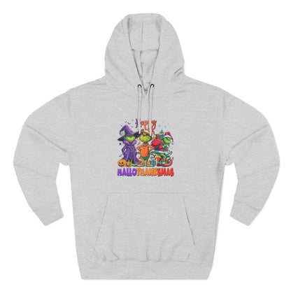 Fleece Hoodie: "Happy HalloThankMas"