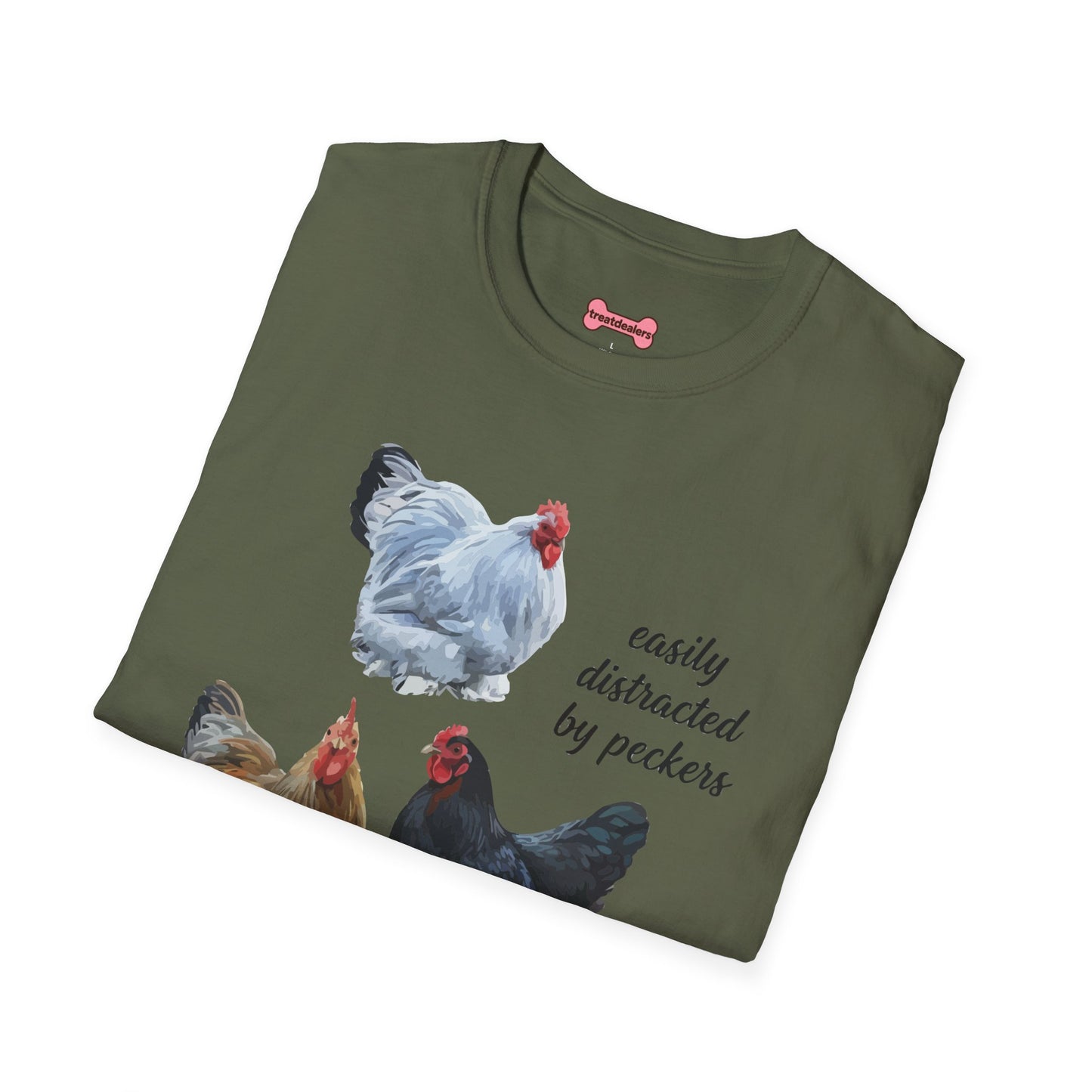 T-Shirt 'Easily Distracted By Peckers' Funny Shirt Chicken Lover Tee