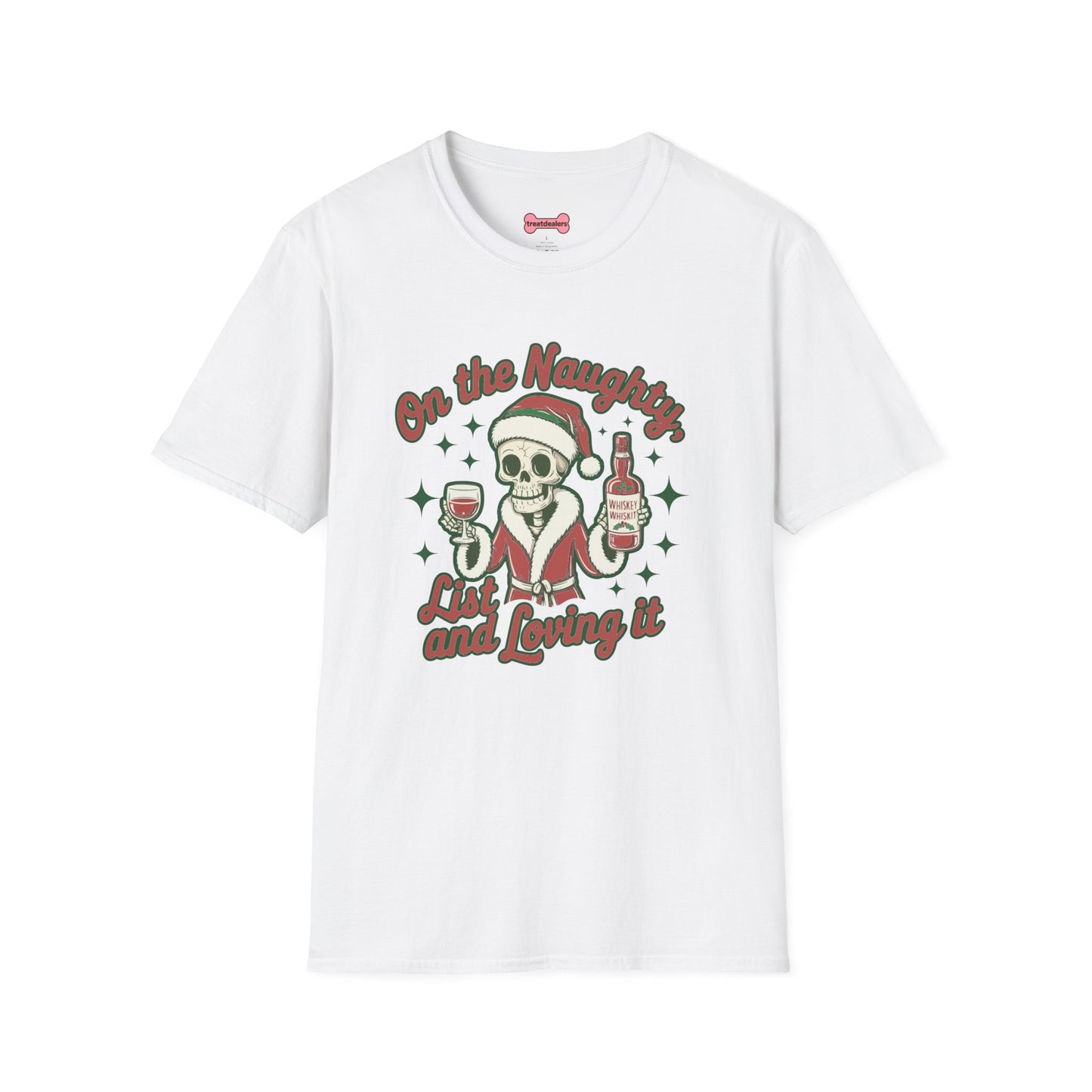 Christmas Unisex T-Shirt 'On the Naughty List and Loving It' Funny Holiday Shirt