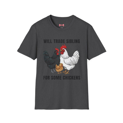 T-Shirt 'Will Trade Sibling For Some Chickens' Funny Shirt Chicken Lover Tee