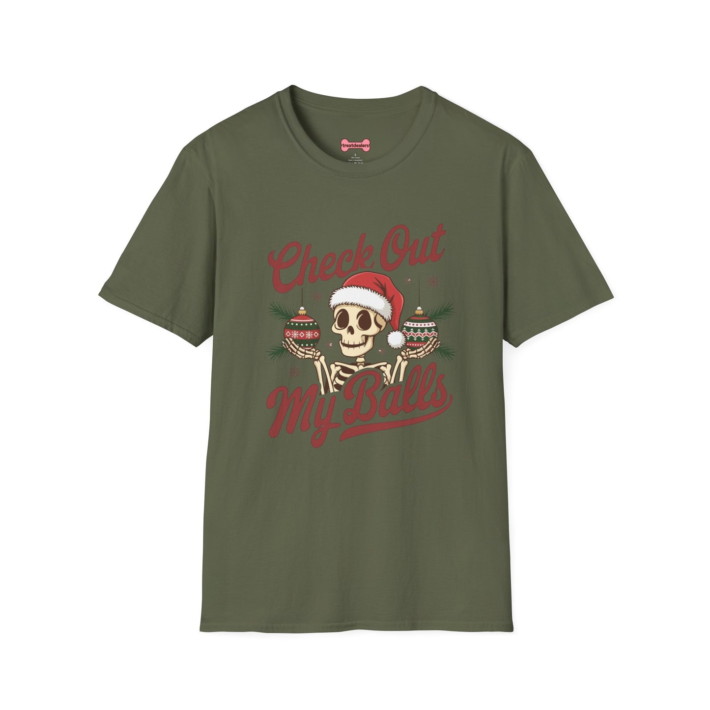 Christmas Unisex T-Shirt 'Check out my balls' Funny Holiday Shirt