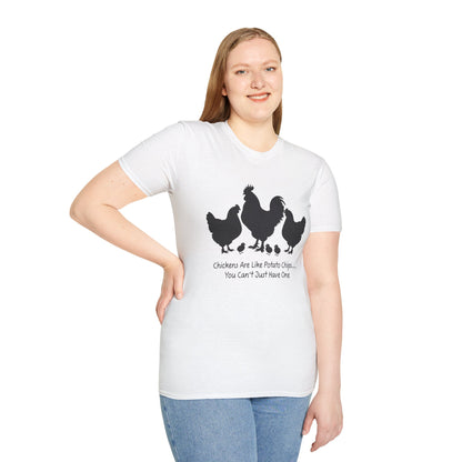 Unisex T-Shirt 'Chickens are like Potato Chips' Funny Shirt Chicken Lover Tee Black