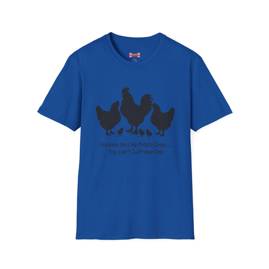 Unisex T-Shirt 'Chickens are like Potato Chips' Funny Shirt Chicken Lover Tee Black