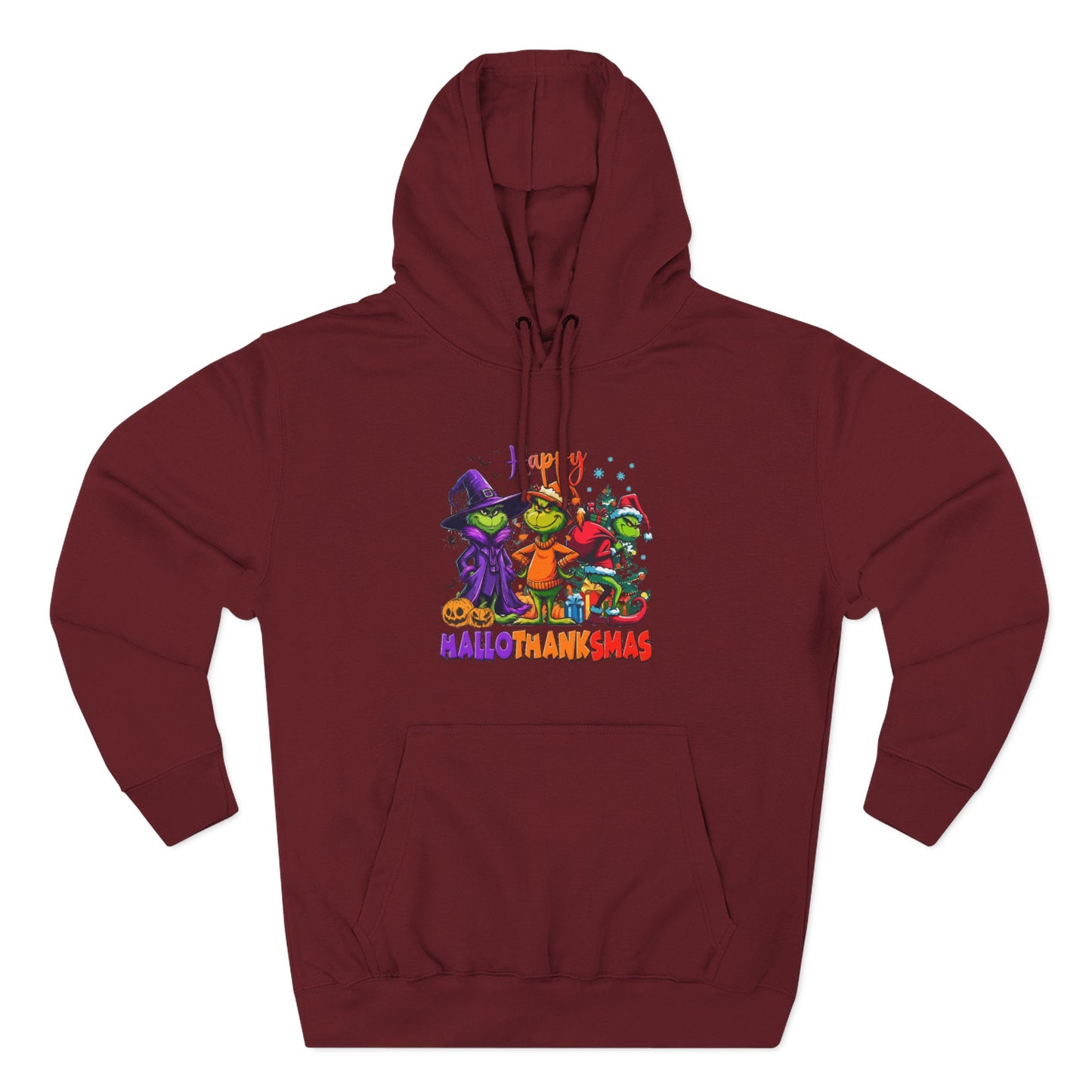 Fleece Hoodie: "Happy HalloThankMas"