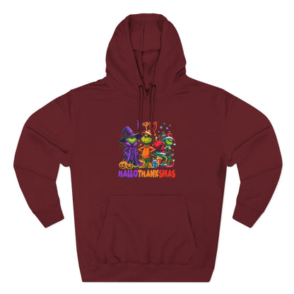 Fleece Hoodie: "Happy HalloThankMas"