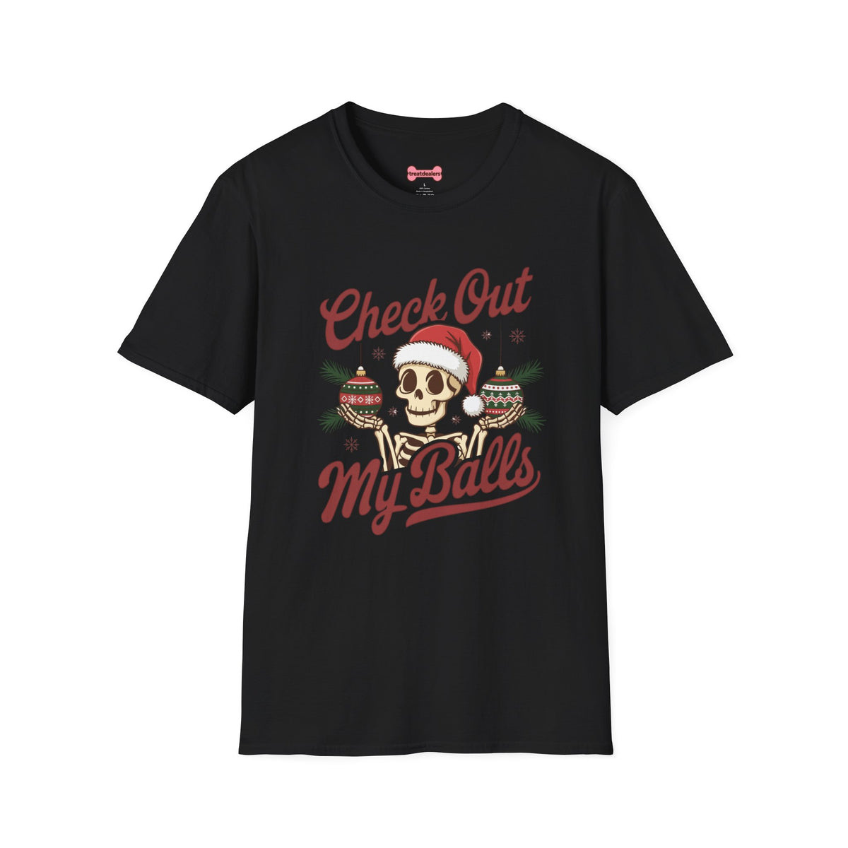 Christmas Unisex T-Shirt 'Check out my balls' Funny Holiday Shirt