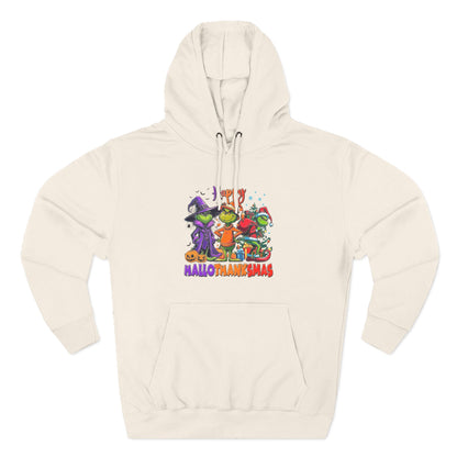 Fleece Hoodie: "Happy HalloThankMas"