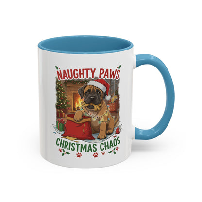Coffee Mug "Naughty Pawn Christmas Chaos" Dog Lover Mastiff (11/15oz)