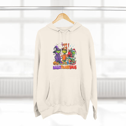 Fleece Hoodie: "Happy HalloThankMas"