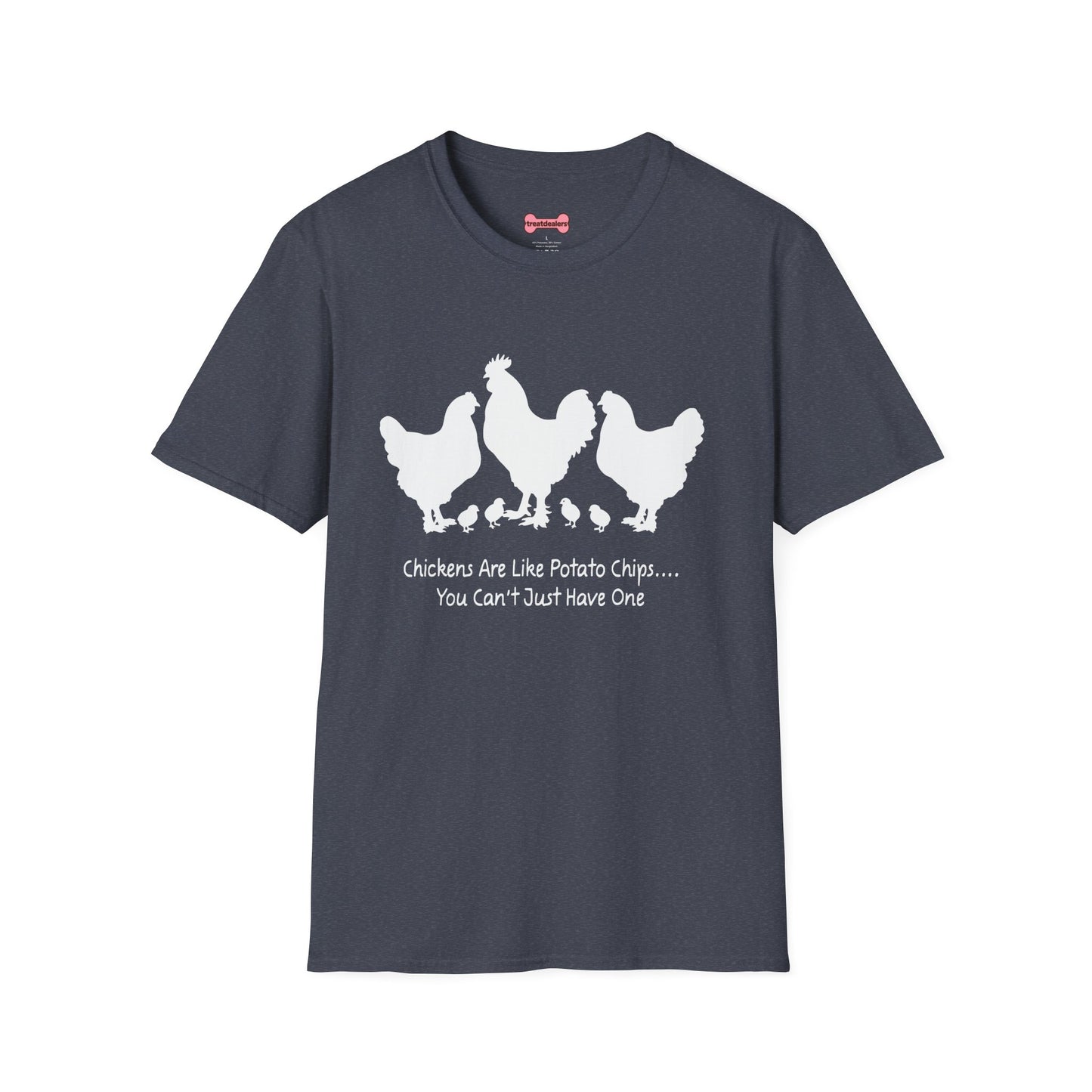 Unisex T-Shirt 'Chickens are like Potato Chips' Funny Shirt Chicken Lover Tee White