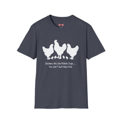 Unisex T-Shirt 'Chickens are like Potato Chips' Funny Shirt Chicken Lover Tee White