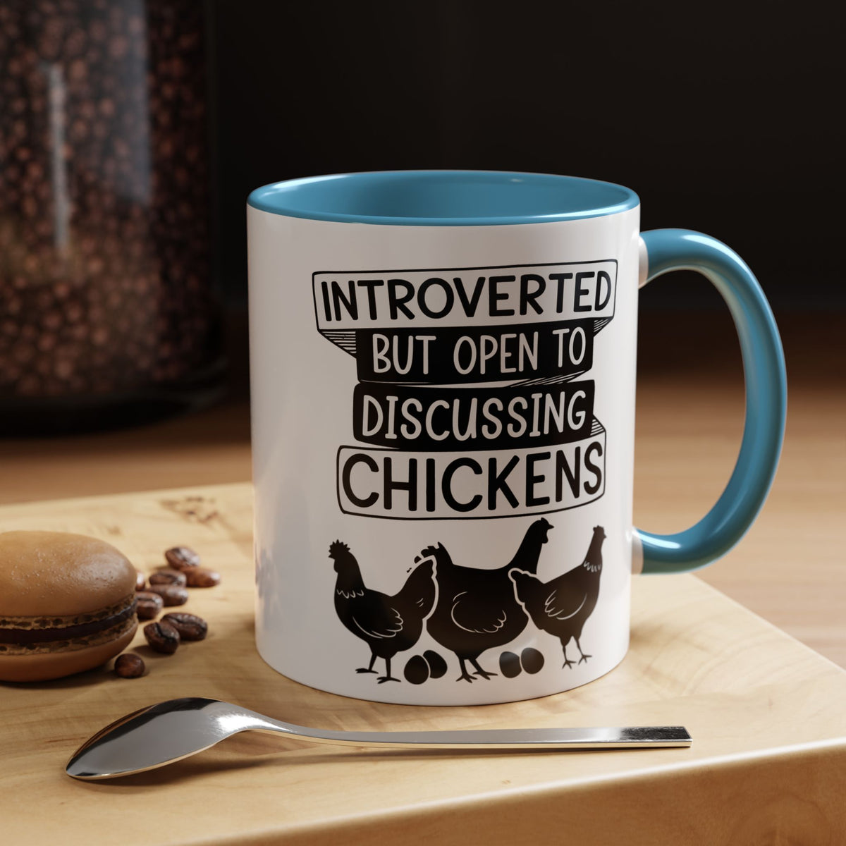 Funny Chicken Lover Coffee Mug "Introverted But Open To Discussing Chickens" Accent Mug (11/15oz)