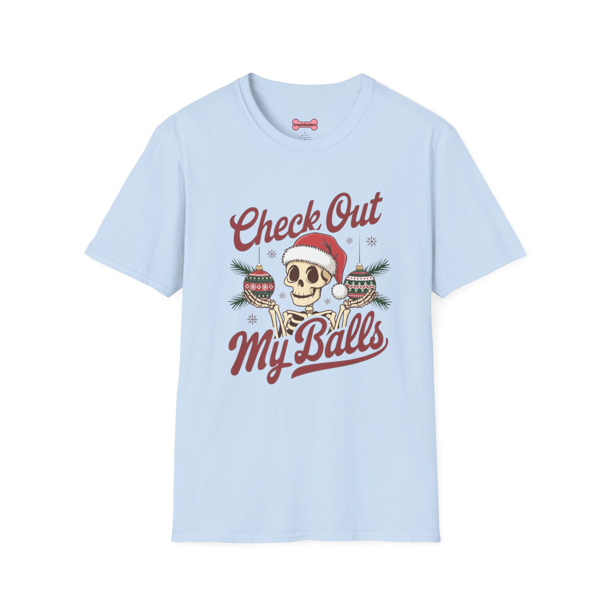 Christmas Unisex T-Shirt 'Check out my balls' Funny Holiday Shirt