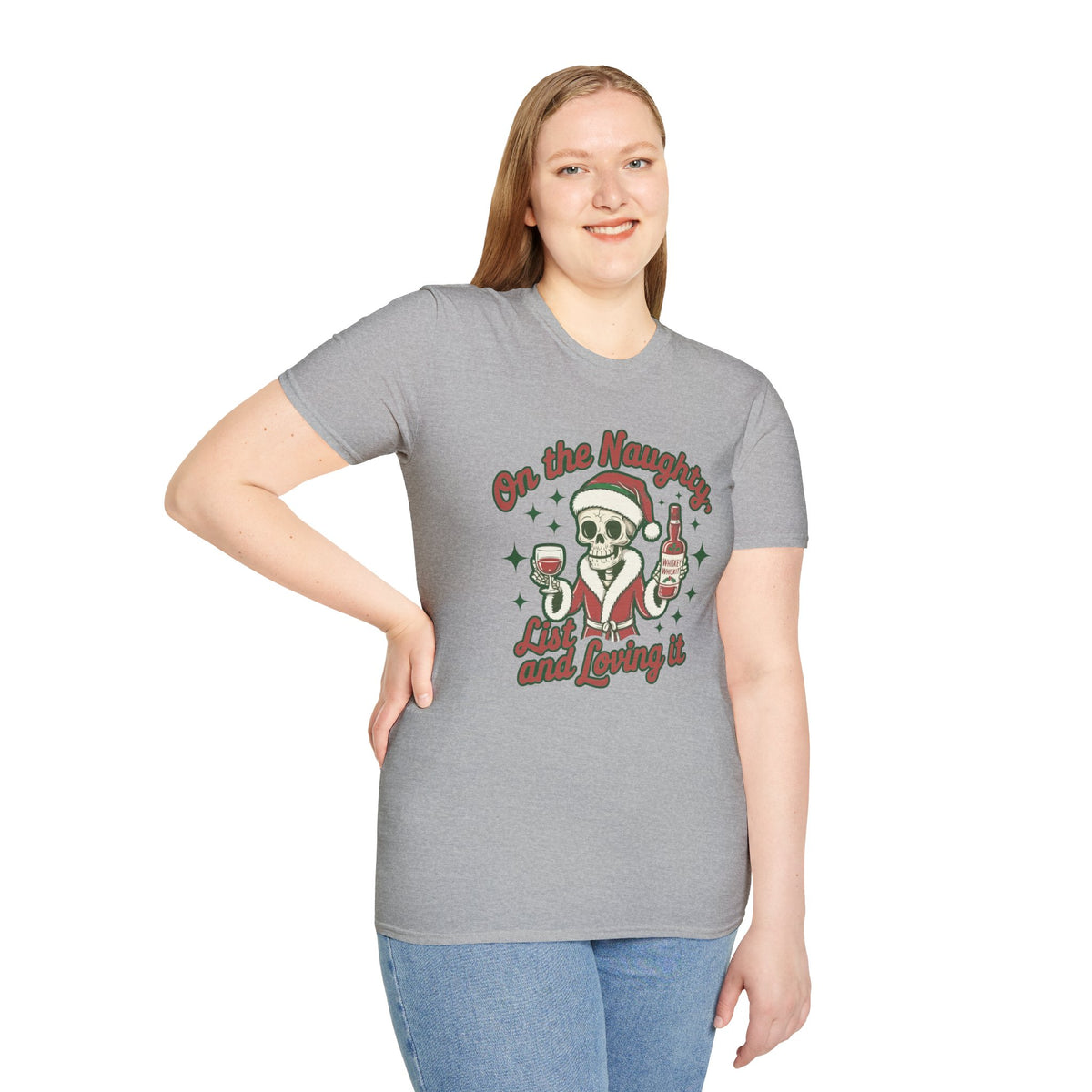 Christmas Unisex T-Shirt 'On the Naughty List and Loving It' Funny Holiday Shirt