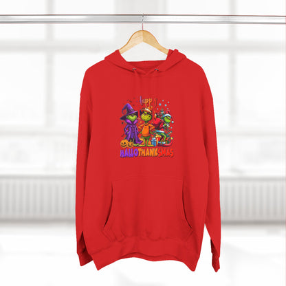 Fleece Hoodie: "Happy HalloThankMas"