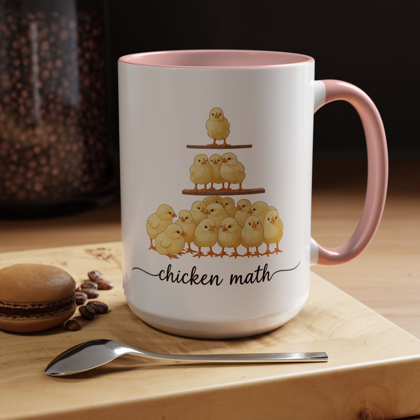 Funny Chicken Lover Coffee Mug — "Chicken Math" Accent Mug (11/15oz)