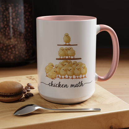 Funny Chicken Lover Coffee Mug — "Chicken Math" Accent Mug (11/15oz)