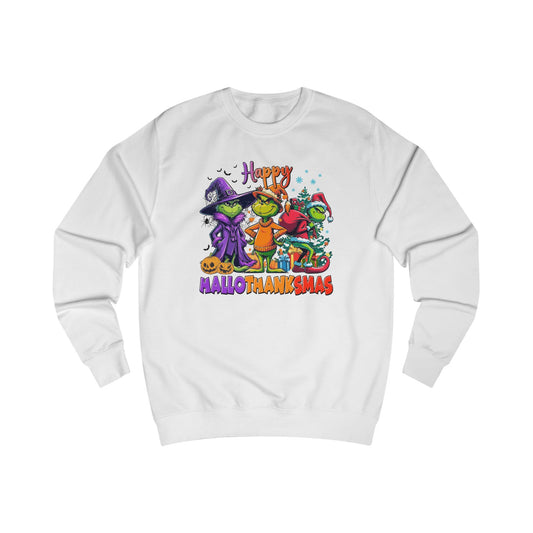 Sweatshirt: "Happy HalloThankMas"