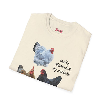T-Shirt 'Easily Distracted By Peckers' Funny Shirt Chicken Lover Tee