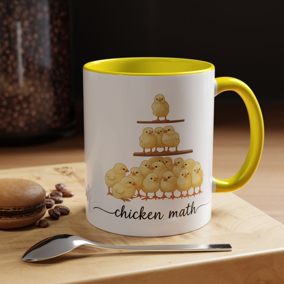 Funny Chicken Lover Coffee Mug — "Chicken Math" Accent Mug (11/15oz)