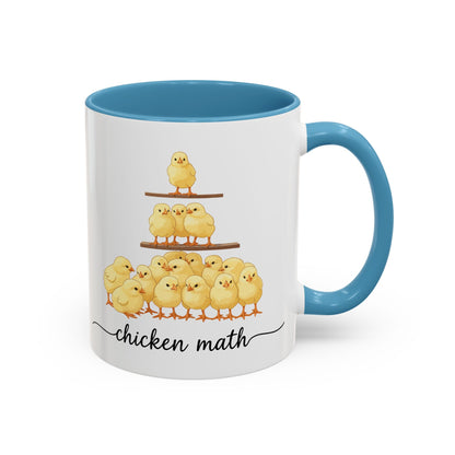 Funny Chicken Lover Coffee Mug — "Chicken Math" Accent Mug (11/15oz)