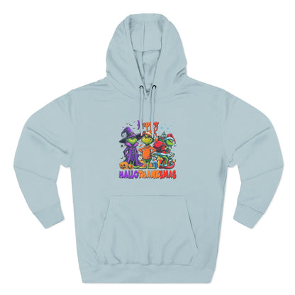 Fleece Hoodie: "Happy HalloThankMas"