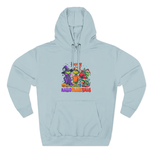 Fleece Hoodie: "Happy HalloThankMas"