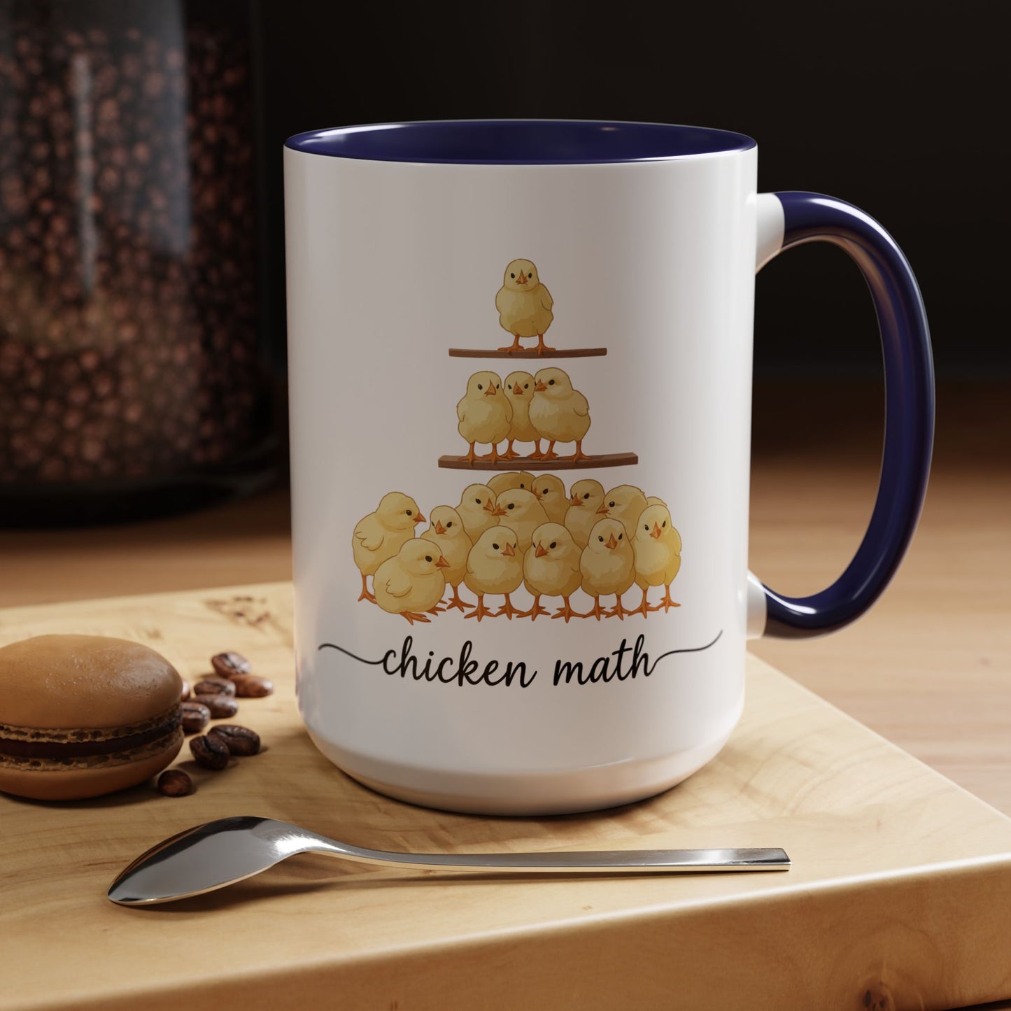 Funny Chicken Lover Coffee Mug — "Chicken Math" Accent Mug (11/15oz)
